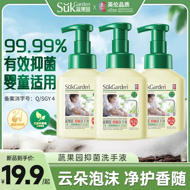 【全新升级抑菌】蔬果园洗手液泡沫家用温和花朵泡泡学生儿童宝宝