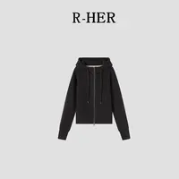 R-HER【短款外套】秋款拉链穿搭运动短款连帽开衫休闲时尚外套