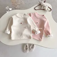 女童米色花朵一体绒上衣（XS-8619-冬A）汉服