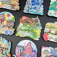 【直播拆】城市国潮文创磁性木制3D滴胶冰箱贴