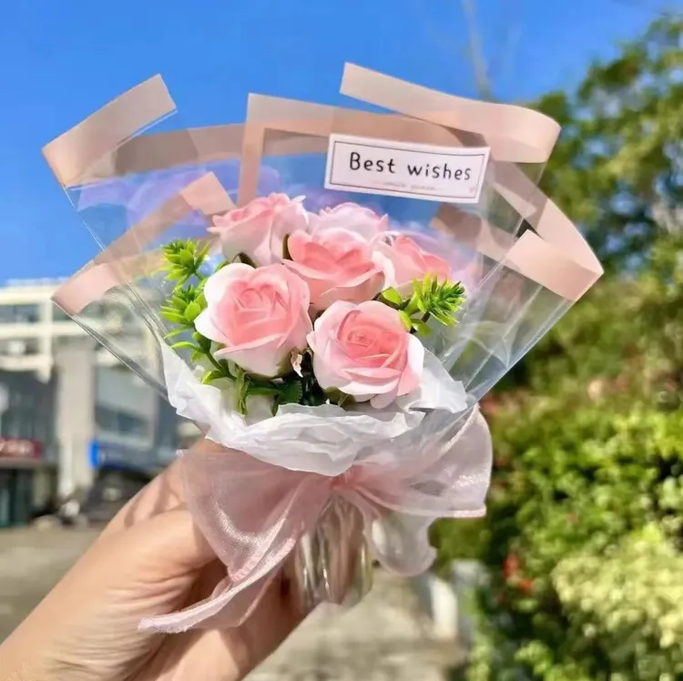 迷你口袋见面小花束玫瑰向日葵永生花仿真花伴手礼生日礼物装饰