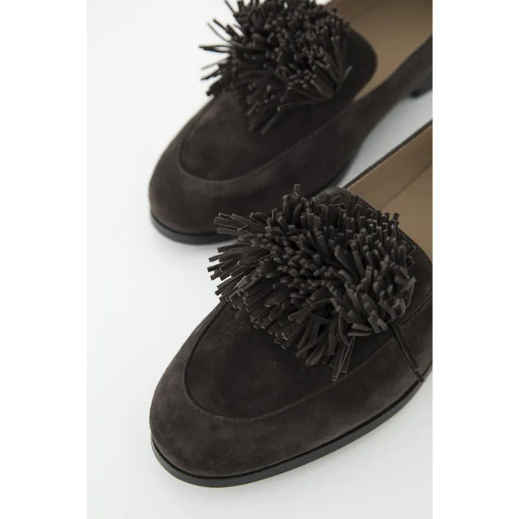 BAYBERYL老贝流苏乐福圆头百搭秋反绒套脚时尚单鞋DD5H0804-8/30