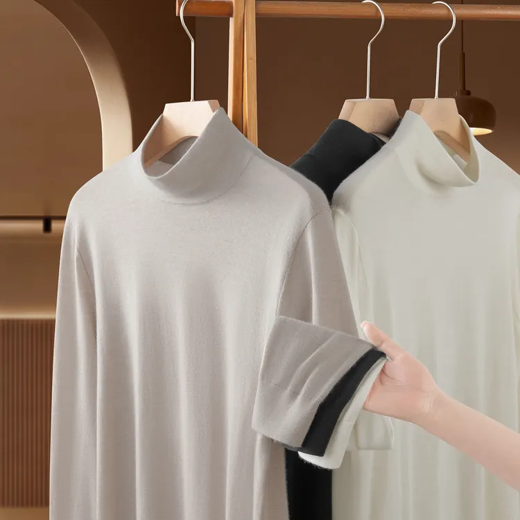 yb25-03-高领100%精纺薄款纯山羊绒男士毛衣秋冬超保暖针织打底衫