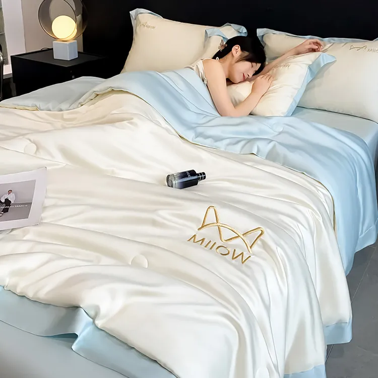 2025新款水洗冰丝夏被冰丝夏凉被四件套空调被夏季可机水洗薄被子