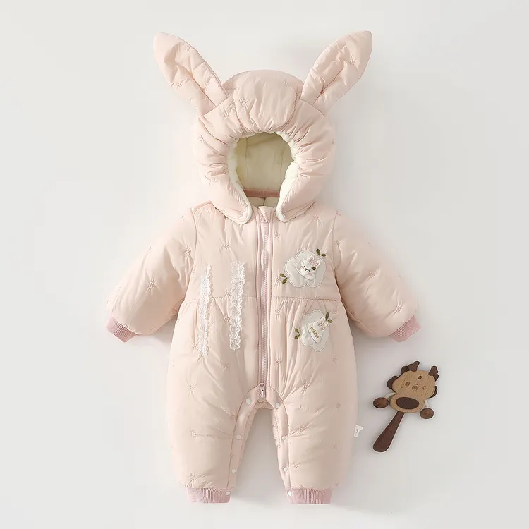 婴儿连体衣加绒加厚夹棉棉服秋冬季宝宝衣服保暖外出服超厚350g