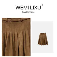 WEMILIXU“塞外魅影”秋冬时尚新款女装半身百褶裙修身遮胯显瘦3256