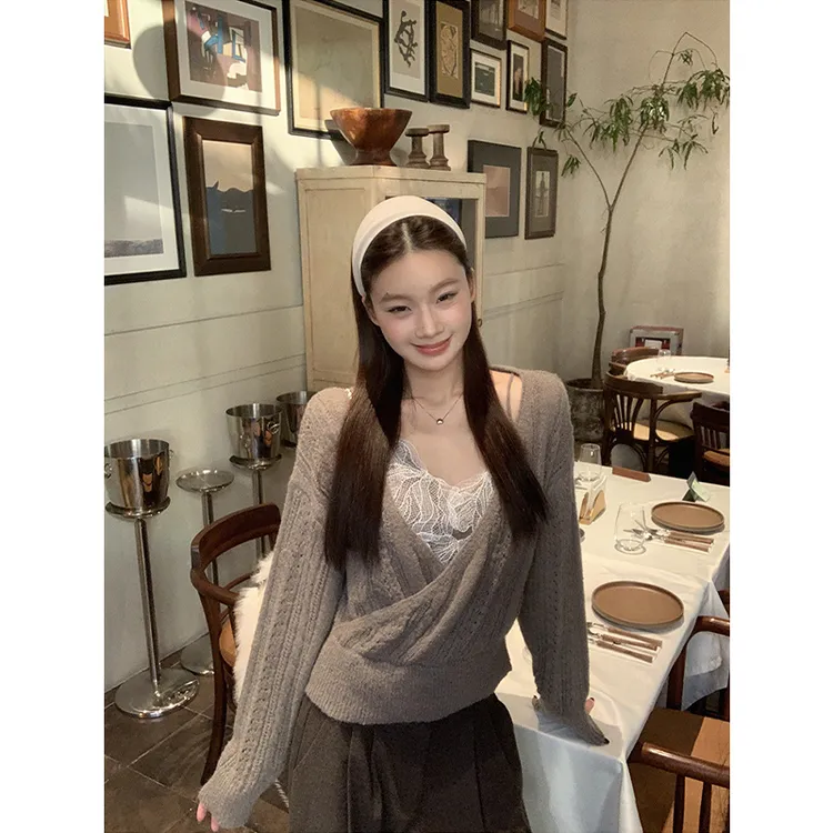 【蕾丝丁香毛衣】秋冬ins简约纯欲时尚百搭长袖气质休闲毛衣25888