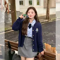 Y1537#秋冬季高级感炸街时尚辣妹韩剧学院风毛衣裙子三件套装