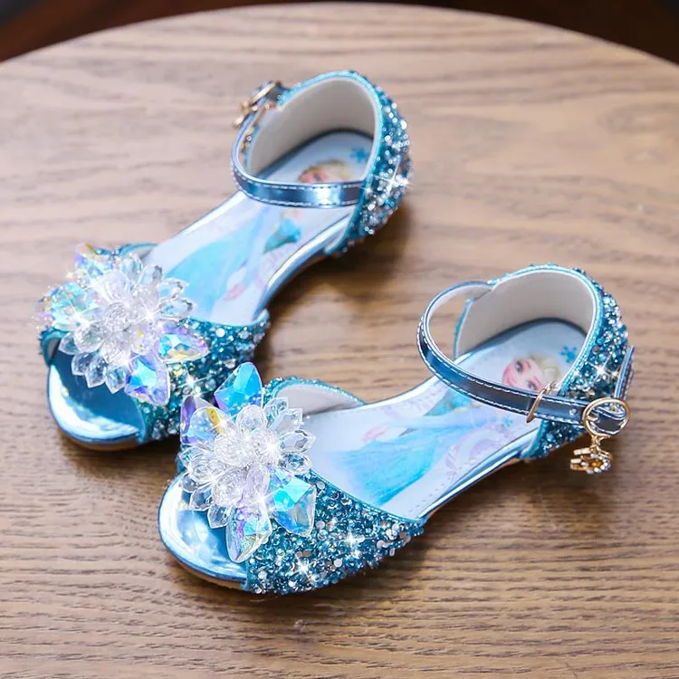 爱莎公主女童凉鞋2025新款夏时尚软底网红爆款儿童水晶鞋小中大童