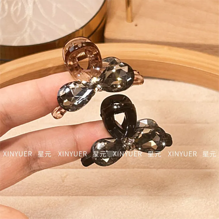 【1095】2只装 4cm水晶蝴蝶结刘海夹抓夹顶夹公主头头顶发夹发饰