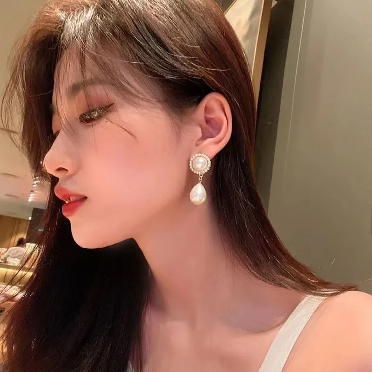 铜合金耳饰 法式复古水滴耳环女时尚高级感耳钉轻奢气质爆款耳饰