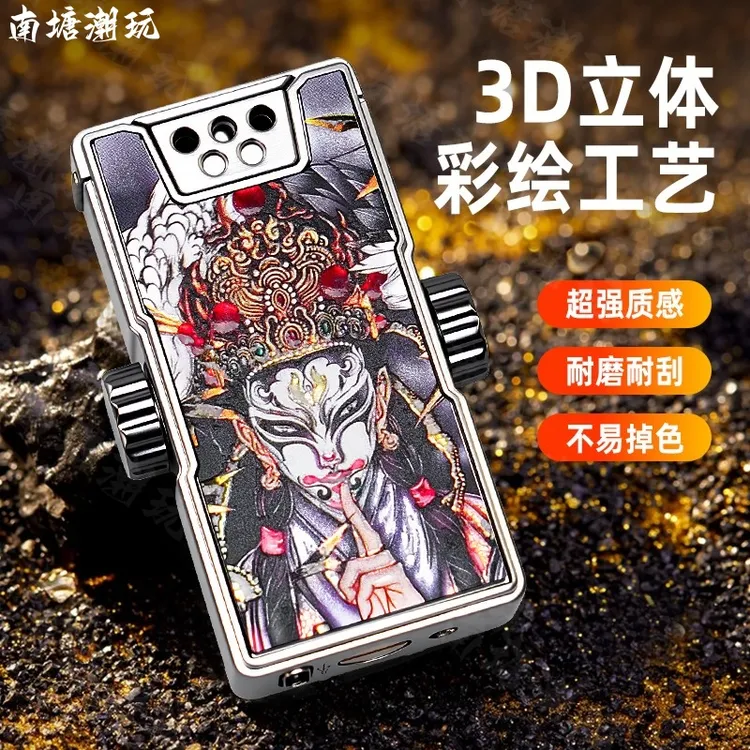 创意陀螺旋转时尚鎏金彩绘声控充电煤油打火机高颜值礼物送男友
