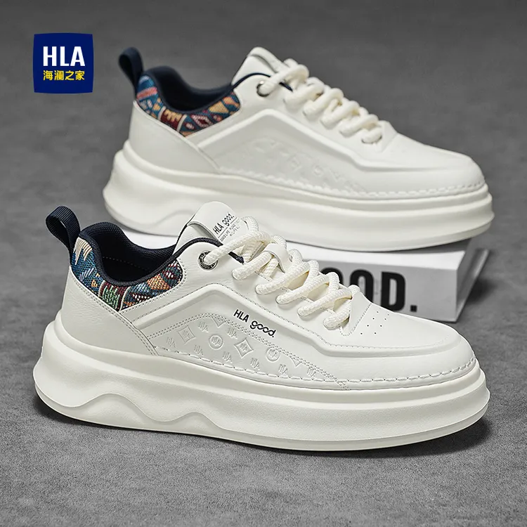 HLA/海澜之家男士秋冬季休闲刺绣板鞋百搭时尚潮鞋潮流舒适小白鞋