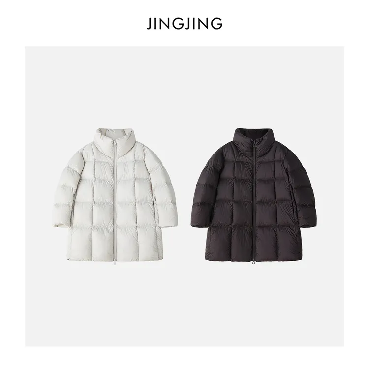 JINGJING2025新款“云朵奶泡”冬季保暖90白鹅绒简约蓬松感羽绒服