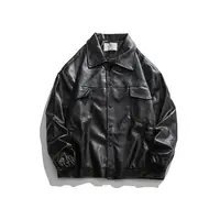 BINFU2025年秋冬长袖黑色皮衣夹克