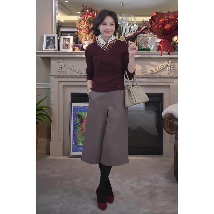 我是摩羯 纽约裙裤2.0 绵羊毛人字纹老钱休闲秋冬裤子