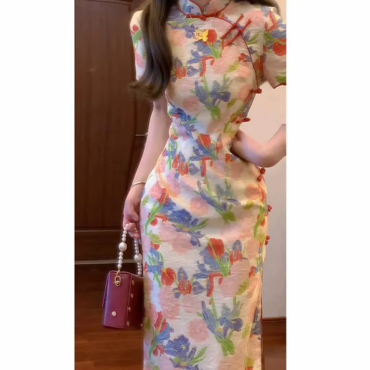 【锦绣繁花】绝美新中式国风改良旗袍连衣裙少女日常可穿长裙9550