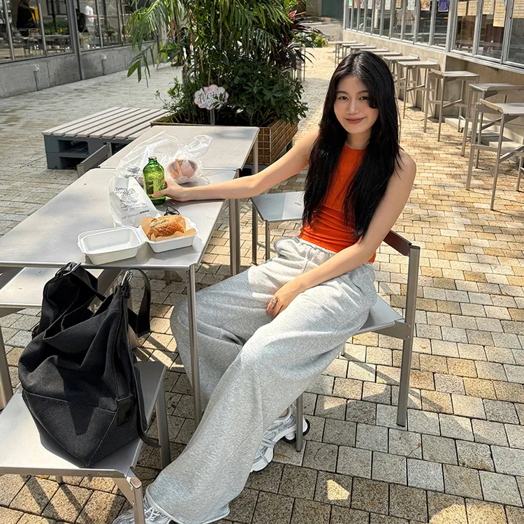 Seyora【美式烟灰裤】遮胯显瘦高腰宽松阔腿弯刀休闲裤 K34004SY52