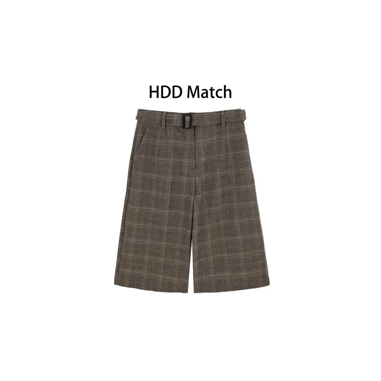 HDD- "气质穿搭" 女款腰带宽松五六分中裤韩版休闲裤 Y9916