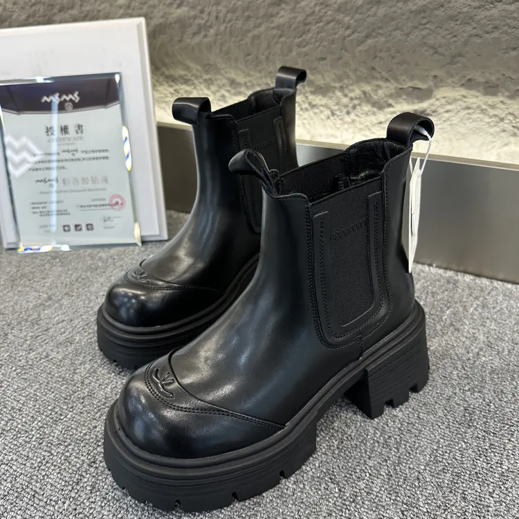 玛莎玛索291-7dm冬季加绒厚底圆头烟筒靴小个子显瘦