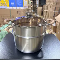 硅胶316不锈钢三层加厚家用汤锅带蒸笼双多2层电磁炉煤气灶专用