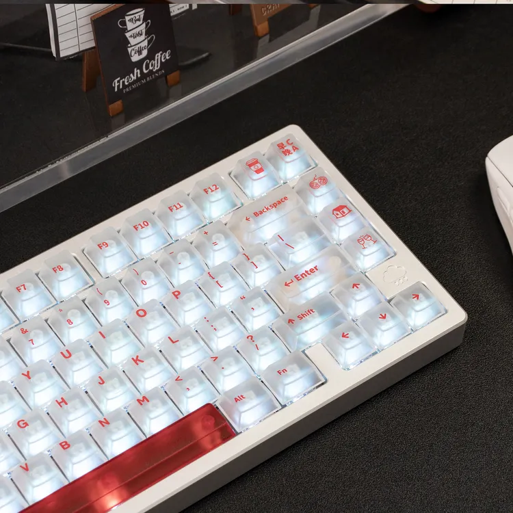 早C晚A五面雾透PC键帽白色大全套移印原厂适配wooting等机械键盘