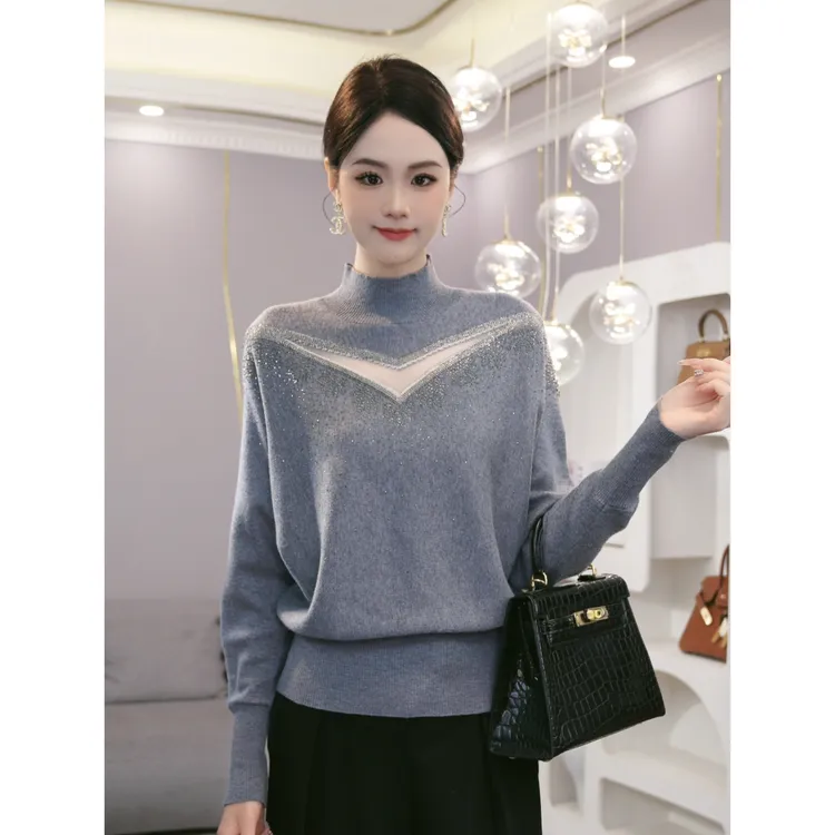 2025秋冬季新款【TN-40】含绵羊毛老钱风软糯灰色打底针织衫毛衣女