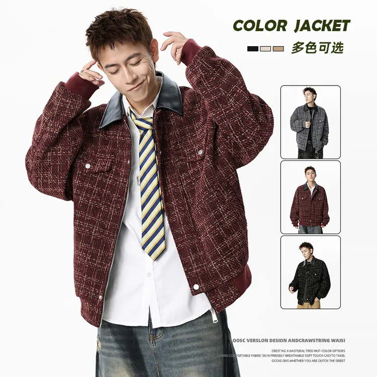 秋季男女款高质感皮衣夹克外套宽松舒适翻领情侣美式复古皮衣外套