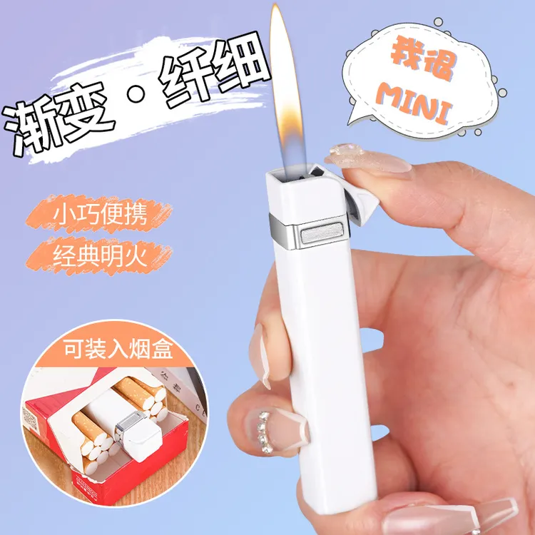 包邮QH02纤细长条打火机创意小巧便携个性金属明火充气打火机