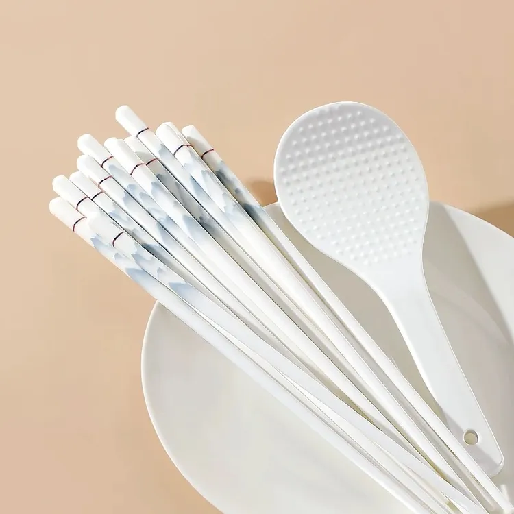 10双千里江山陶瓷筷子家用赠陶瓷米饭铲2025新款耐高温