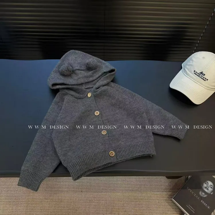 毛衣加厚圆领长袖韩版极简风纯色休闲法式黑色童装