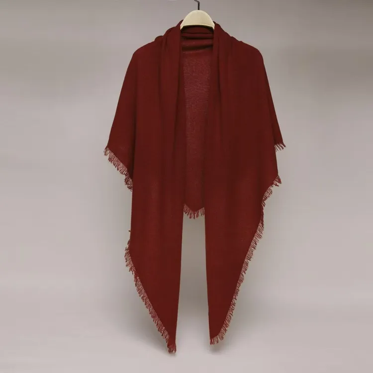 羊绒10%+羊毛90% 毛边三角巾四季披肩 规格216*82cm