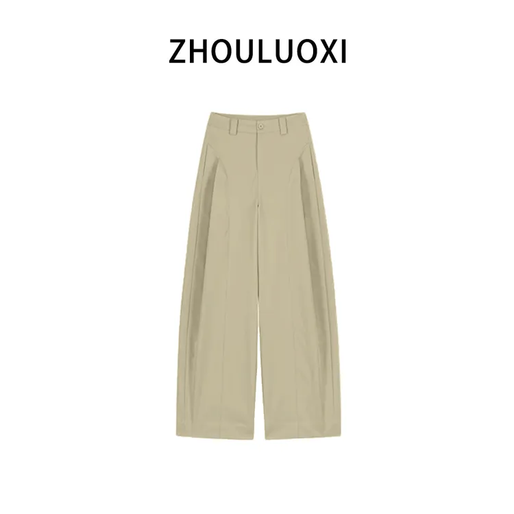 韩版轻奢褶皱设计感休闲裤女2025秋季爆款小个子时尚百搭阔腿裤子