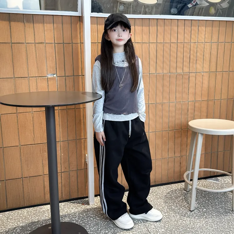 女童春秋款套装2025新款儿童洋气休闲背心打底衫秋装女大童两件套