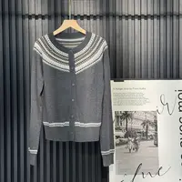 10161百搭针织拼色秋季圆领长袖开衫气质开衫款毛针织衫
