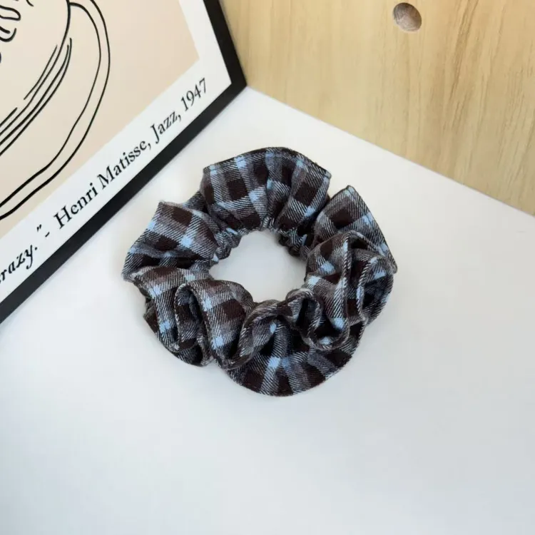 BlomUME韩系蓝棕格纹小蛮腰发圈简约高级发圈马尾丸子头发饰107