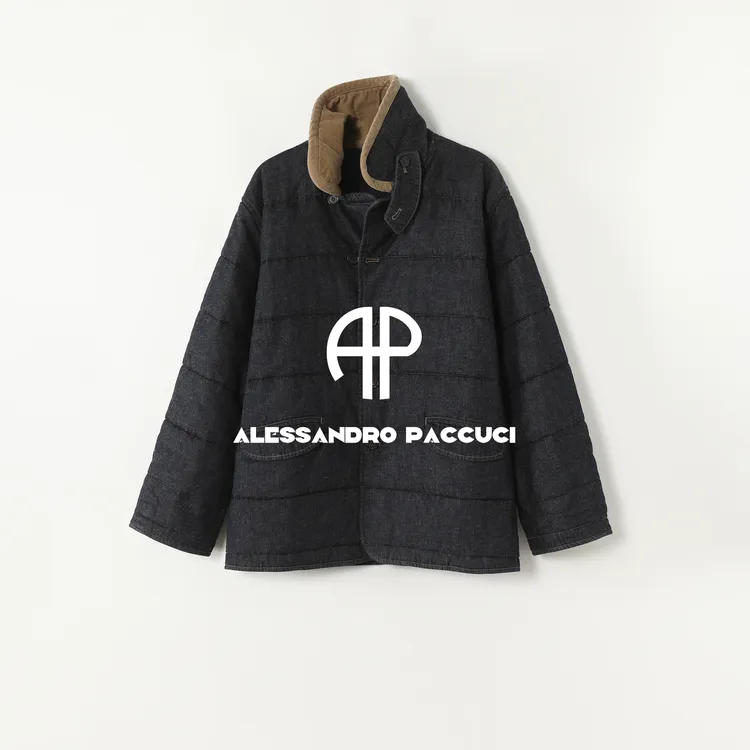 AP洛哥54002GM 棉+亚麻撞色领子时尚百搭衔线温暖牛仔外套