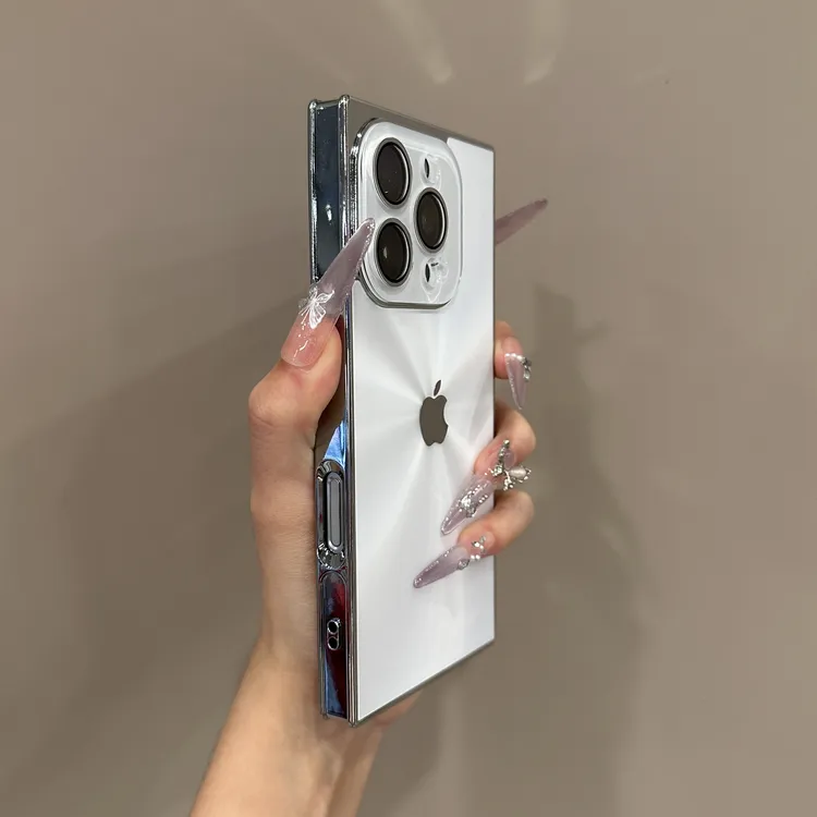 高级感方形极光适用苹果16promax手机壳简约iPhone15新款14创意13