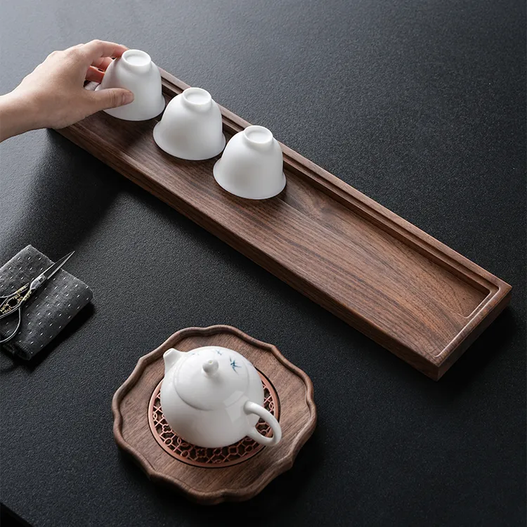 北美黑胡桃木杯架杯垫茶道简约中式家用长方形