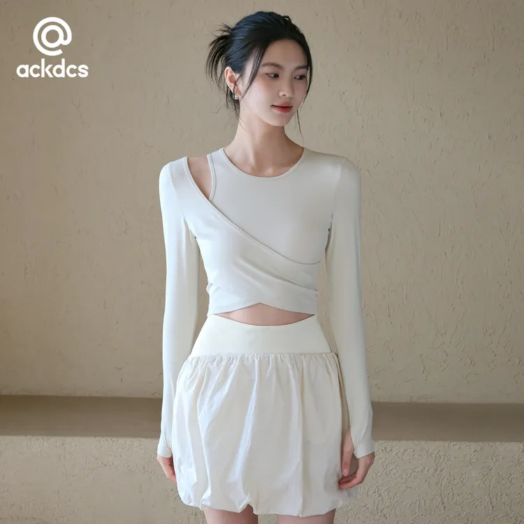 Ackdcs瑜伽服长袖女秋季新款带胸垫跑步运动T恤上衣高级感健身衣
