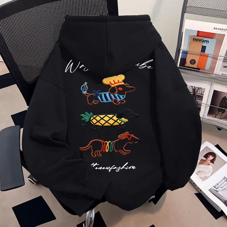 WASSUP HSUBE设计感美式潮流套头连帽卫衣重磅国潮牌趣味休闲上衣