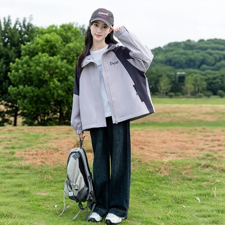 女童外套春秋款2025新款中大童秋季时尚百搭超好看撞色春秋上衣潮