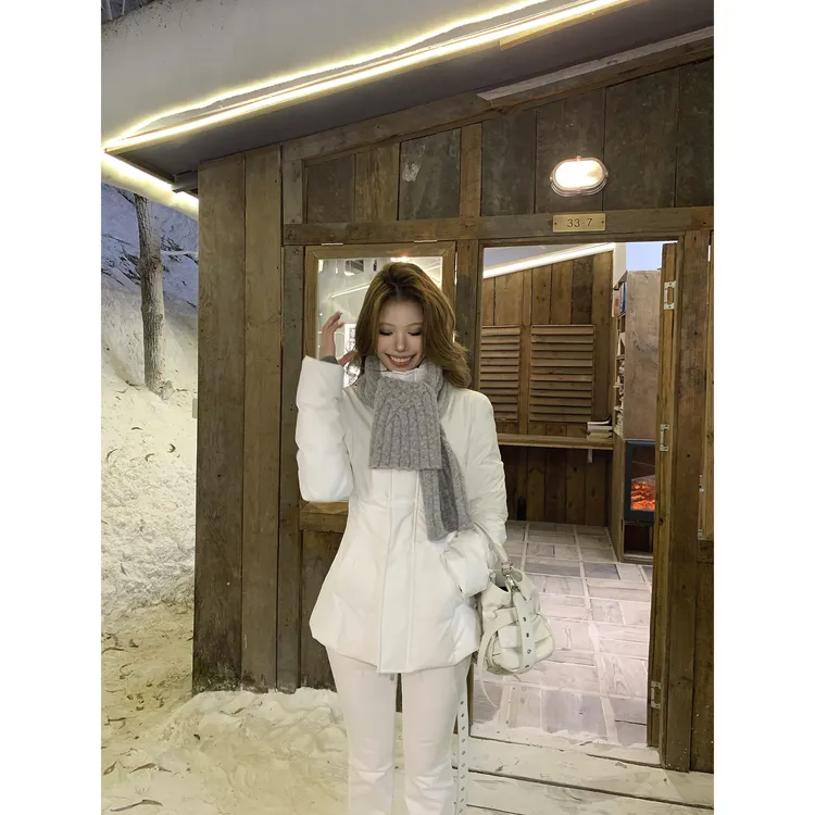 Lekii 日系保暖外套立领纯色收腰显瘦女冬棉服KXV20378+KXU20436