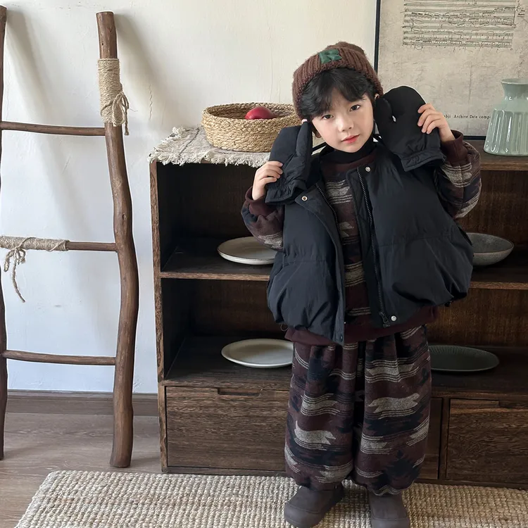 暮晨家新款冬装25男女童加绒半高领卫衣中小童加厚灯笼裤两件套装