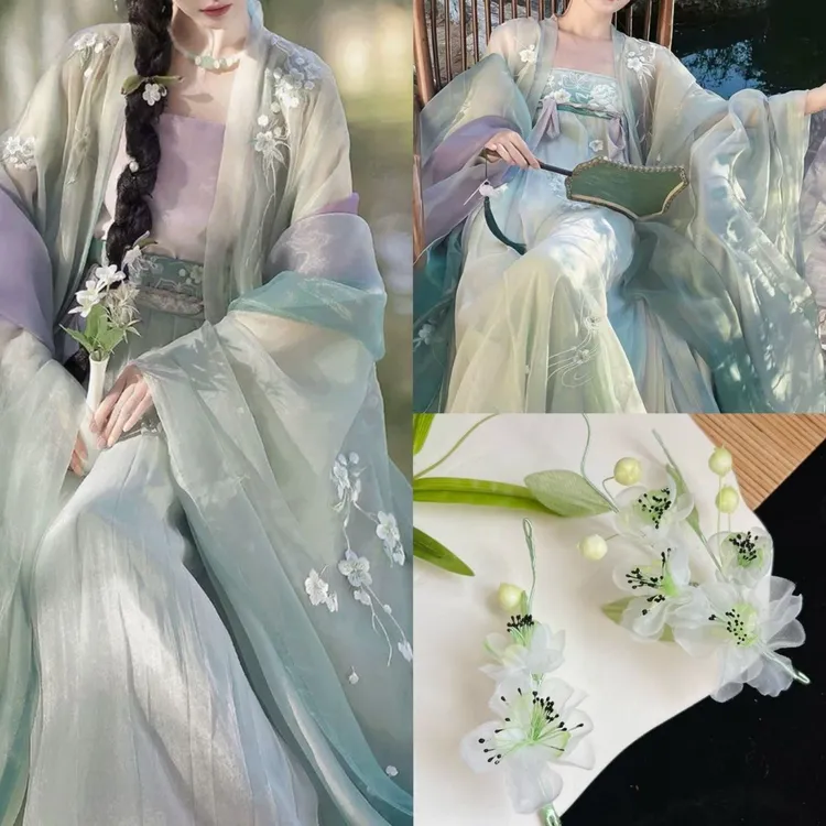 梨花渡软簪发饰不系舟齐胸裙烫花绢花头饰氛围感拍照旅拍写真仙气