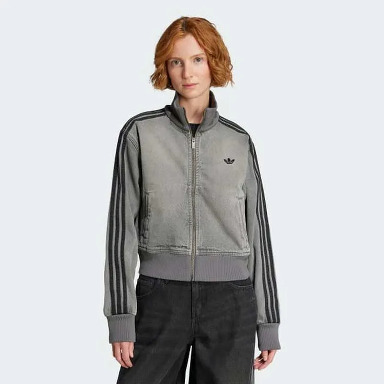 阿迪达斯（adidas）三叶草女子牛仔立领运动夹克外套JY2564