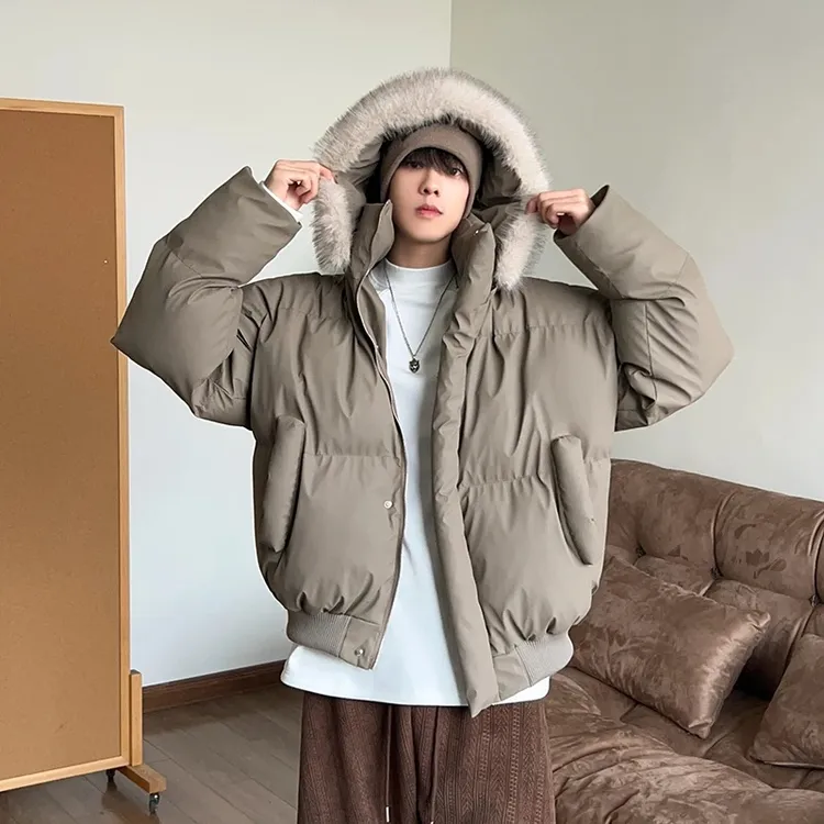 可脱卸帽PU皮短款棉服宽松冬季立领保暖棉衣ins百搭面包服潮棉袄