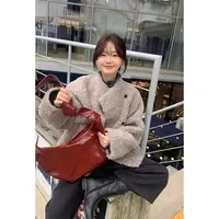一三良品小个子 暖灰调全羊毛韩系宽松羊羔毛外套女冬毛茸茸Z5894