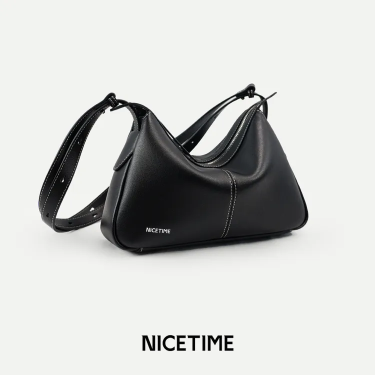 NICETIME[重力失效]原创设计hobo包女士经典单肩包百搭真皮斜挎包