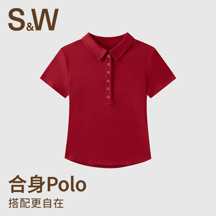 【小辛专属】S&W速惟短袖休闲风POLO领T恤气质翻领百搭复古风 4499